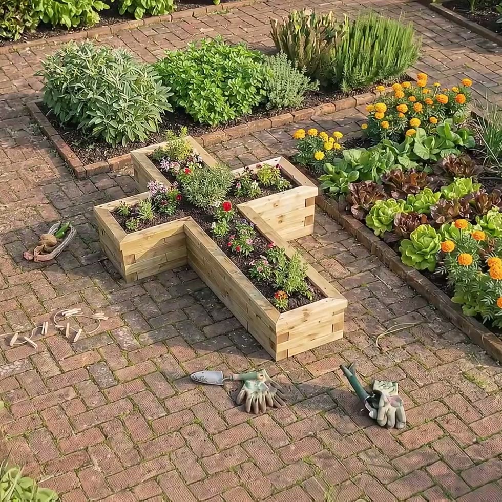 Kruisvormige plantenbak / 1,35 x 2,4 x 0,45 m