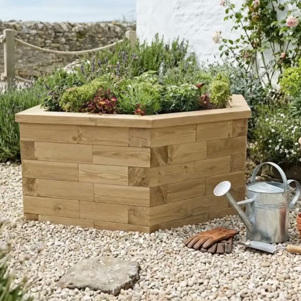 Houten plantenbak - Zeshoekig / 155 x 92,4 x 45 cm