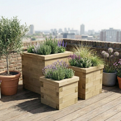 Houten plantenbakken - Trio in kubusvorm / 0,75 x 0,75 x 0,75 m