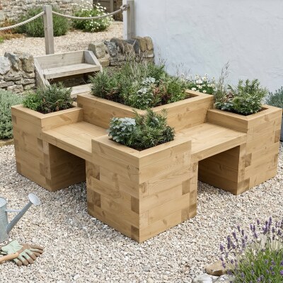 Tuinbank met Moestuinbakken - Multi-niveau / 1,5 x 1,5 x 0,55 m