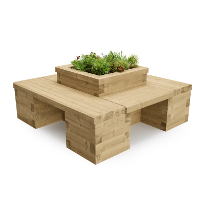 Four Sided Planter Seat with Central Bed / 1.5 x 1.5 x 0.45m