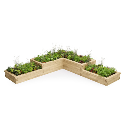 Multi Level L-Shaped Corner Raised Bed / 3.0 x 3.0 x 0.45m