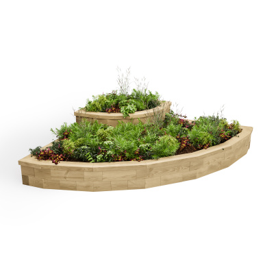 Grote Moestuinbak Hoek - Multi-niveau / 180 x 180 x 45 cm