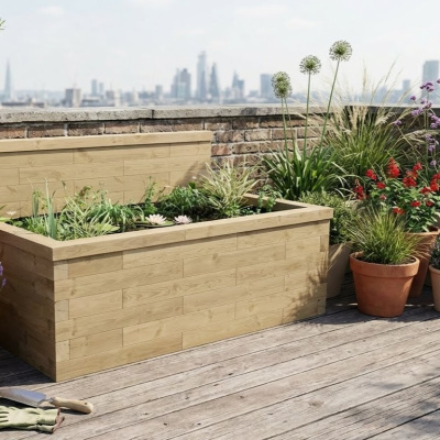 Verhoogde vijver met hoge achterwand / 1.875 x 1.125 x 0.65m