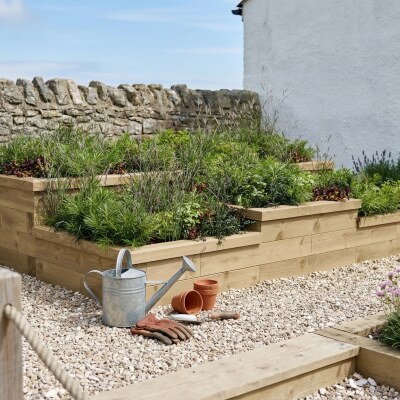 Moestuinbak met meerdere niveaus - Vierdelig / 225 x 150 x 55 cm