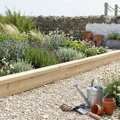 Wooden Garden Border Edging / 6.0 x 0.25m