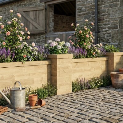 Keermuur met zuilen / 555 x 65 cm