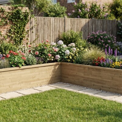 XXXL Moestuinbak Hoek - L-vormig / 375 x 375 x 82,5 x 75 cm