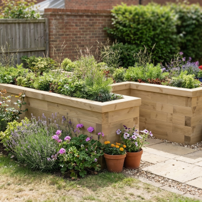 Moestuinbak H-vormig / 225 x 165 x 55 cm