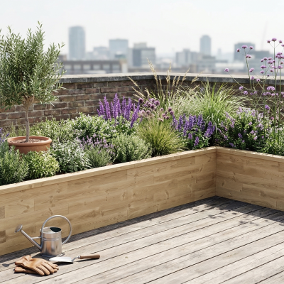 XL Moestuinbak L-vormig / 375 x 225 x 82,5 x 55 cm