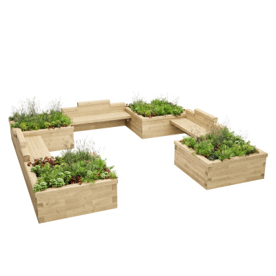 Extra Long Triple Planter Seat for Kids / 3.75 x 3.75 x 0.45m