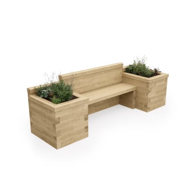 Long Planter Seat with Bookend Beds / 2.7 x 0.75 x 0.85m