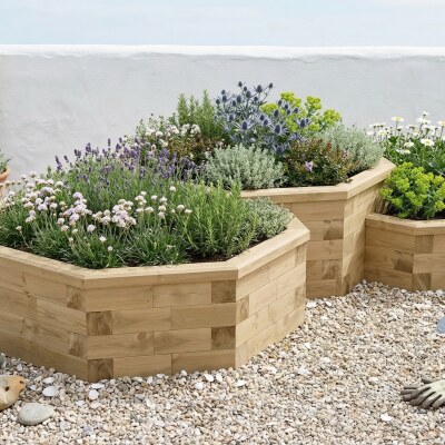 Achthoekige Moestuinbak - Driedelig/Multi-niveau / 327,2 x 224,8 x 55 cm