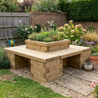 Four Sided Planter Seat with Central Bed / 1.5 x 1.5 x 0.45m