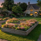 Tuinbak Kader met ronde Moestuinbak / 6.675m x 6.4m x 0.45m