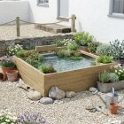 Grote verhoogde vijver met waterval /  2.25 x 2.25 x 0.65m