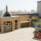 Pizzaoventafel met opslagruimte en tuinbankje / 2,7 x 0,9 x 0,95 m