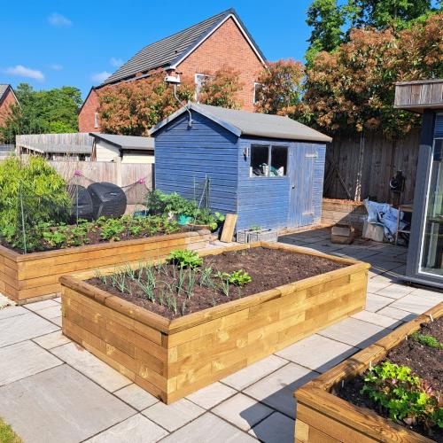 Ian's moestuin met verhoogde bakken