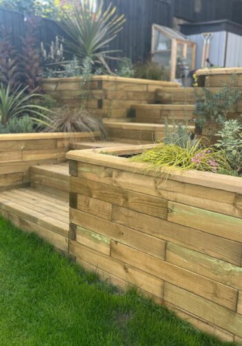 WoodBlocX retaining wall and steps WoodBlocX retaining wall and steps